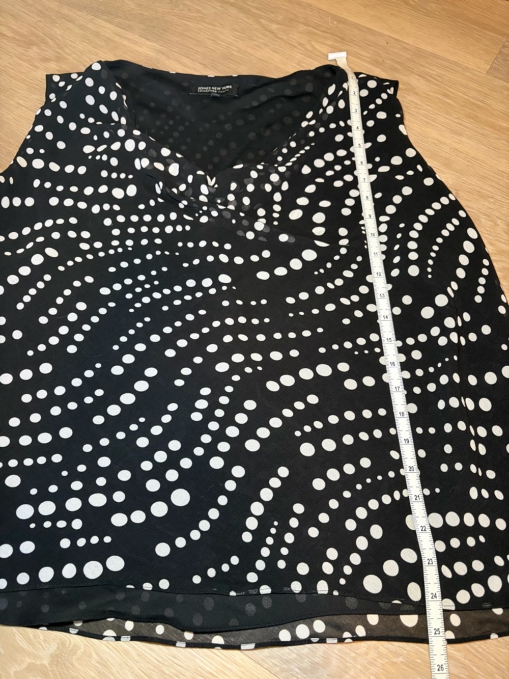 Jones New York Polka Dot Cowl Neck Blouse Size 18W Black White - Picture 7 of 8